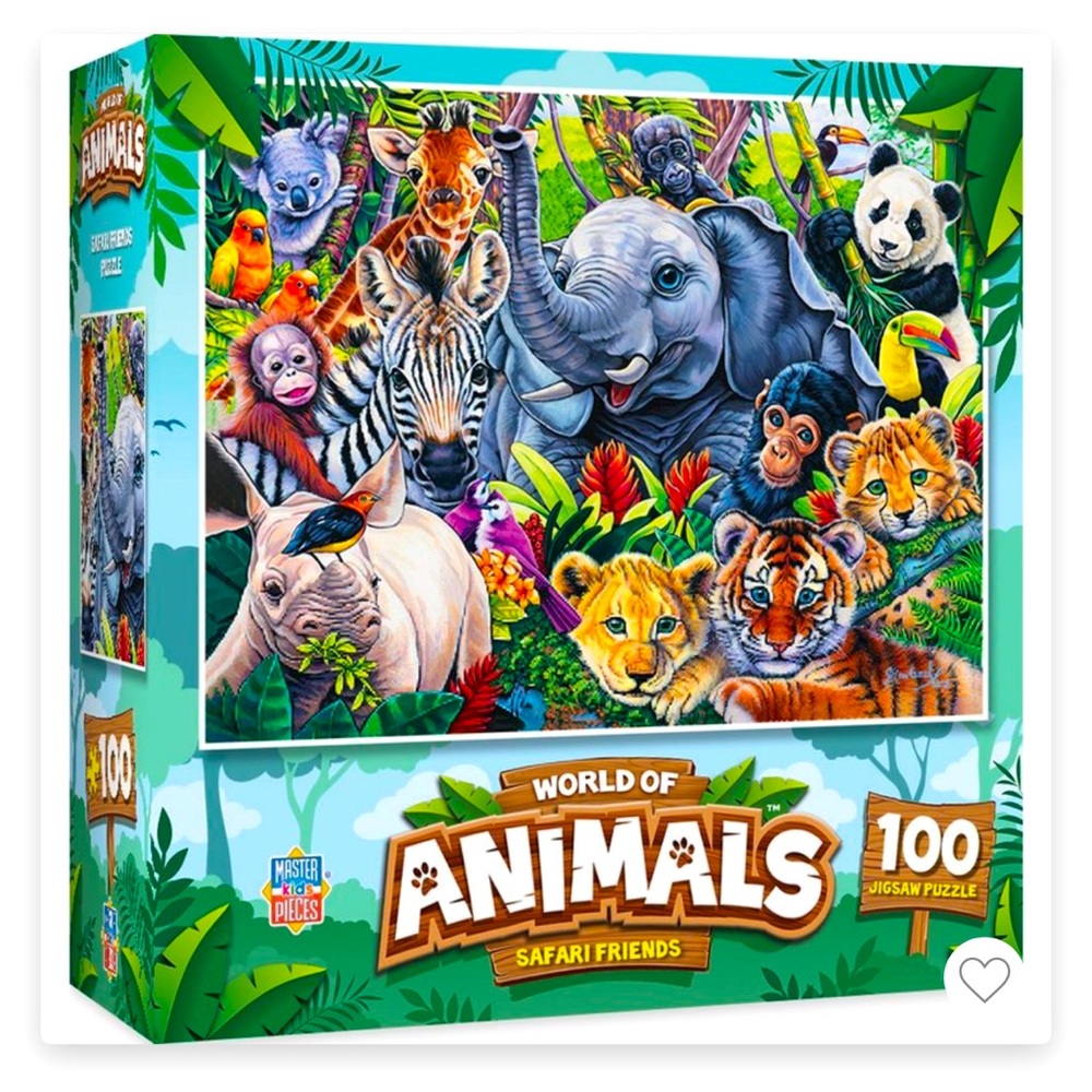 NEW! Masterpieces 100 piece jigsaw puzzles for kids. Safari Friends